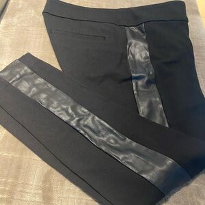 LOFT Black Stretch leather strip legging Slack with Tailored design.